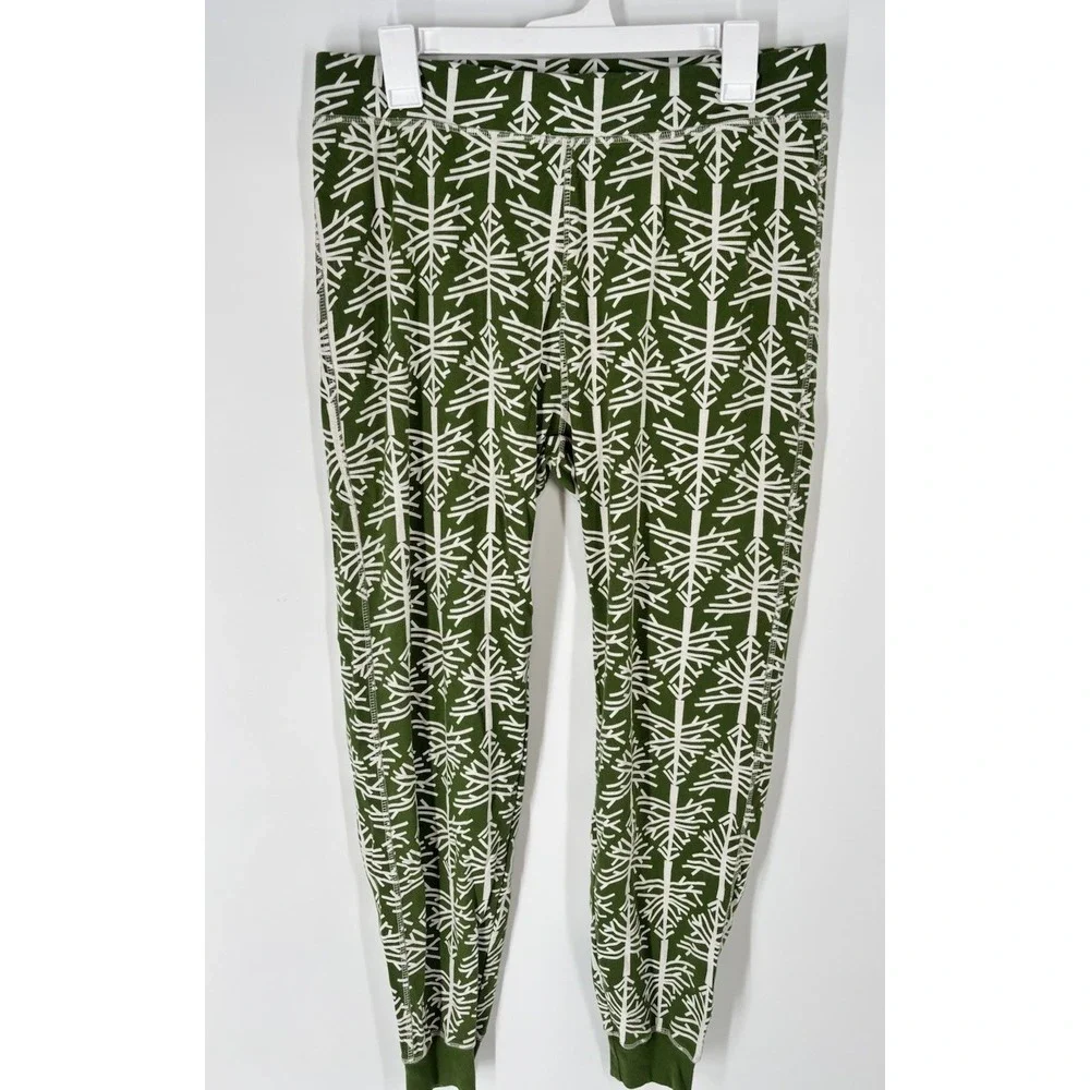 Pact Women Birch Tree Print Pajama Pants Sz L Jogger Organic Cotton Cozy Holiday